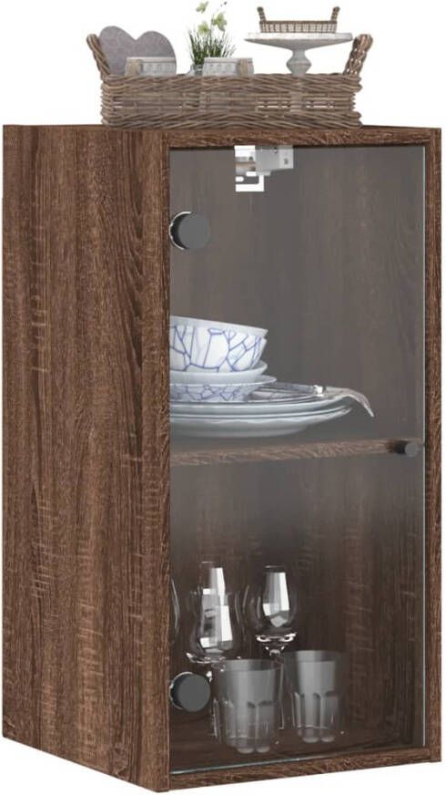 VidaXL -Wandkast-met-glazen-deuren-35x37x68 5-cm-bruineikenkleurig - Foto 4