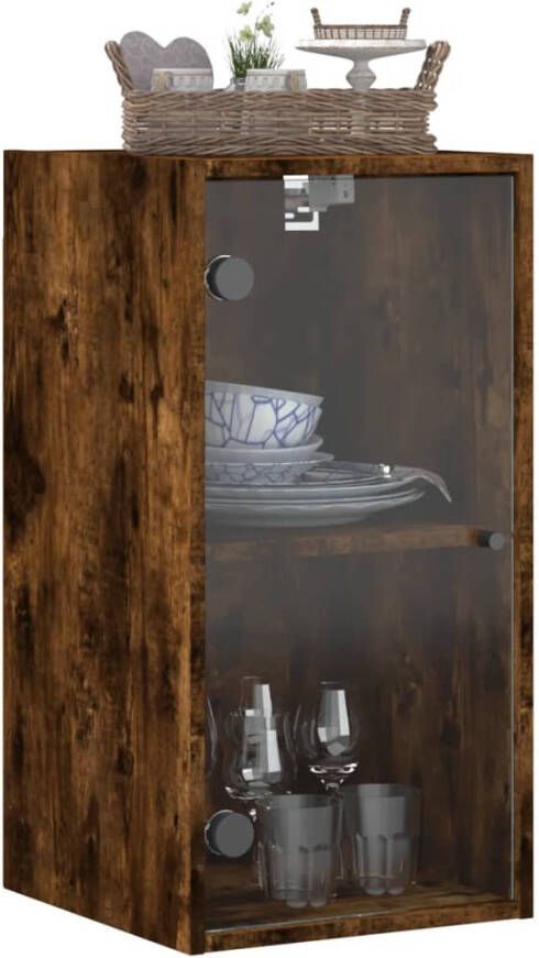 VidaXL -Wandkast-met-glazen-deuren-35x37x68 5-cm-gerookt-eikenkleurig - Foto 4