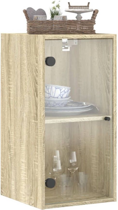 VidaXL -Wandkast-met-glazen-deuren-35x37x68 5-cm-sonoma-eikenkleurig - Foto 4