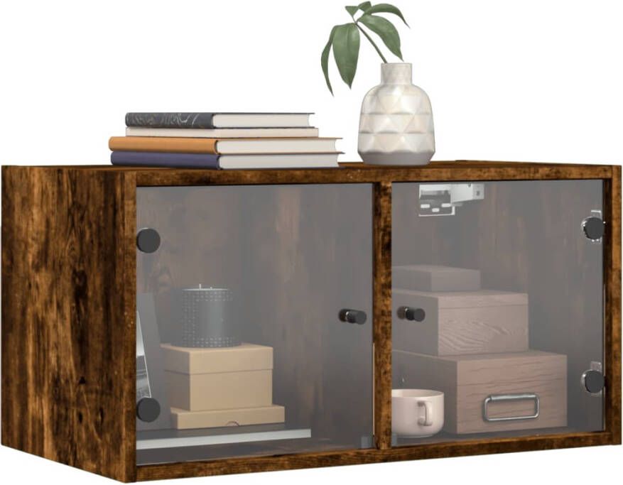 VidaXL -Wandkast-met-glazen-deuren-68 5x37x35-cm-gerookt-eikenkleurig - Foto 2