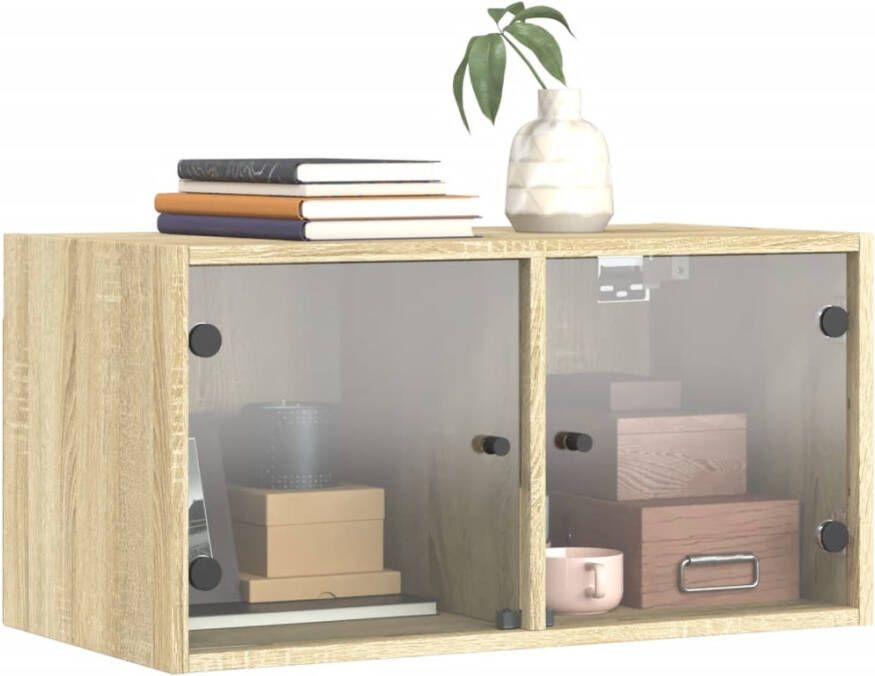 VidaXL -Wandkast-met-glazen-deuren-68 5x37x35-cm-sonoma-eikenkleurig - Foto 2