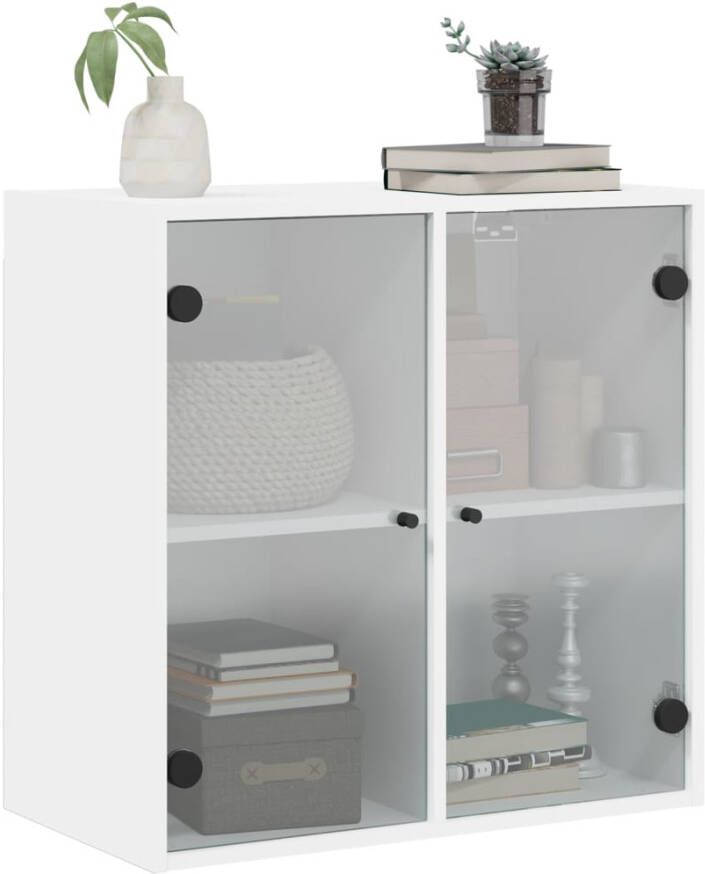 VidaXL -Wandkast-met-glazen-deuren-68x37x68 5-cm-wit - Foto 4