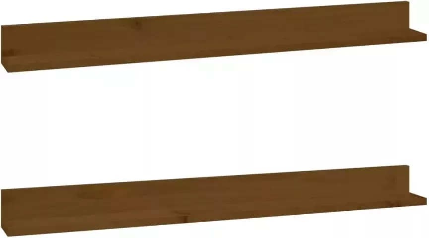 VIDAXL Wandkasten 2 st 110x11x9 cm massief grenenhout honingbruin - Foto 4