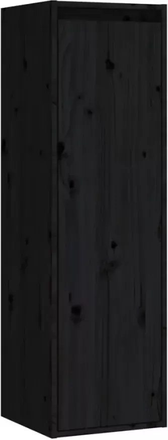 VIDAXL Wandkasten 2 st 30x30x100 cm massief grenenhout zwart
