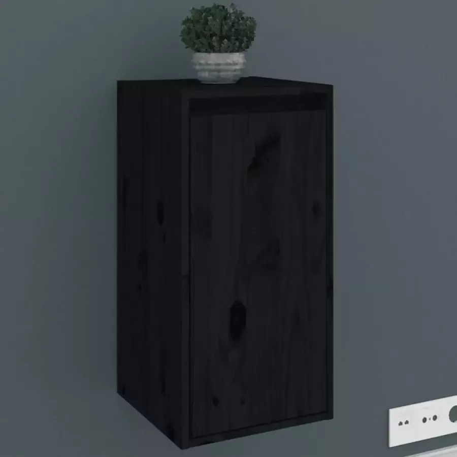 VIDAXL Wandkasten 2 st 30x30x60 cm massief grenenhout zwart - Foto 1