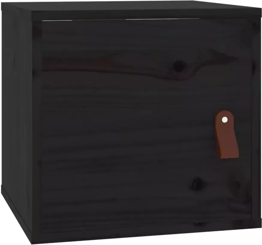 VIDAXL Wandkasten 2 st 31 5x30x30 cm massief grenenhout zwart - Foto 4
