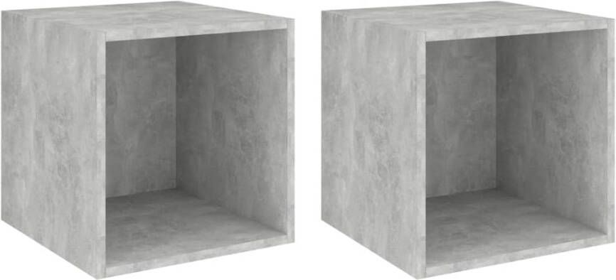 VIDAXL Wandkasten 2 st 37x37x37 cm bewerkt hout betongrijs - Foto 3
