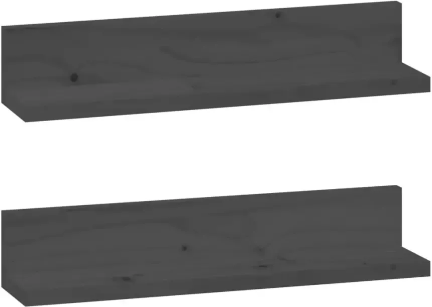 VIDAXL Wandkasten 2 st 50x11x9 cm massief grenenhout grijs - Foto 4