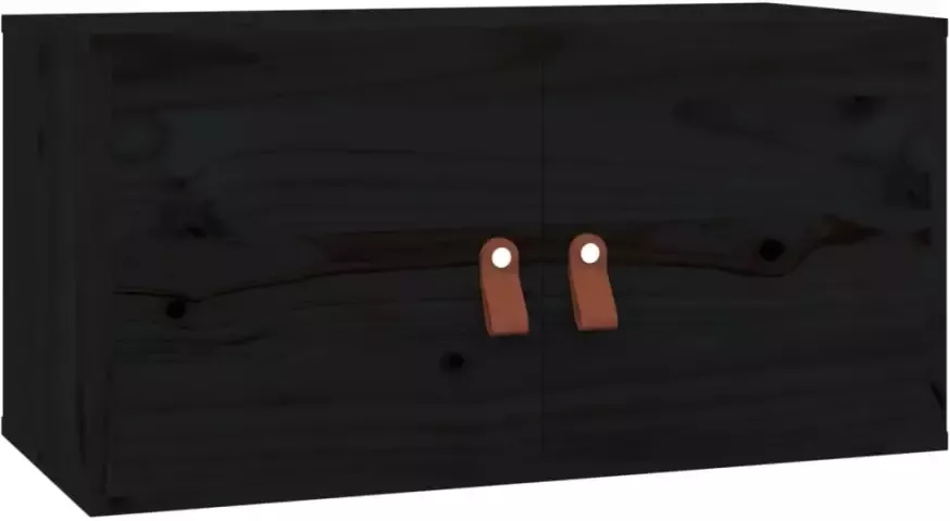 VIDAXL Wandkasten 2 st 60x30x30 cm massief grenenhout zwart - Foto 4