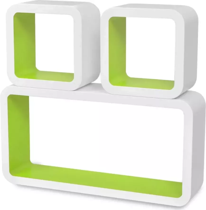 VIDAXL Wandplanken kubus 6 st wit en groen
