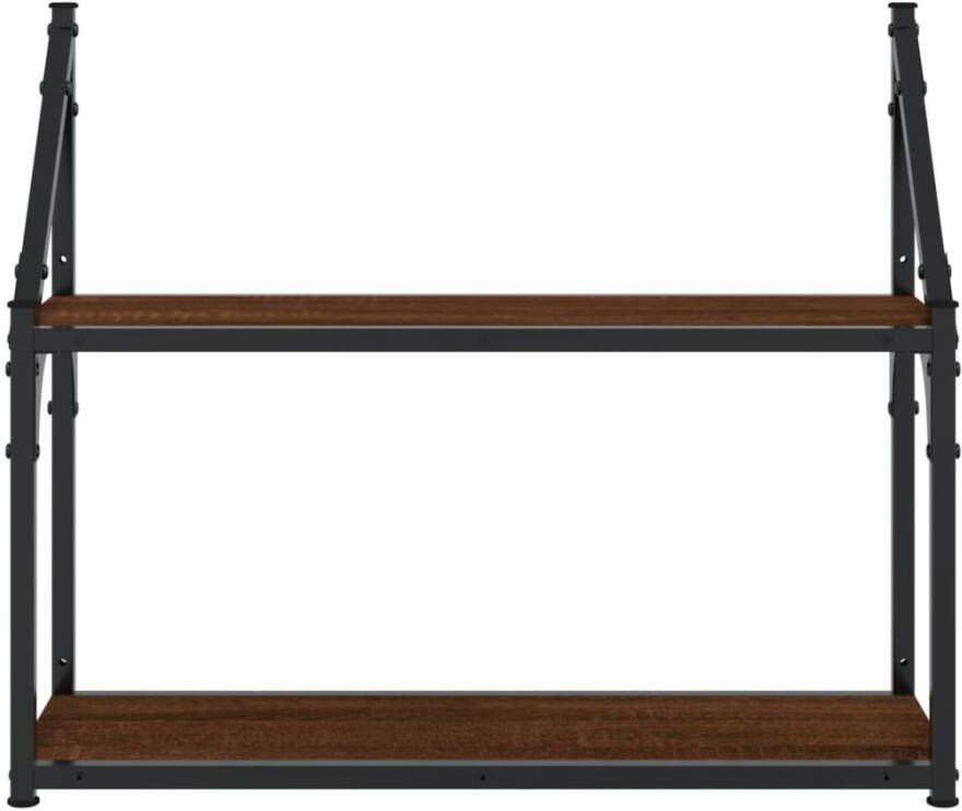 VIDAXL Wandrek 2-laags 60x21x51 cm bewerkt hout bruin eikenkleur - Foto 2