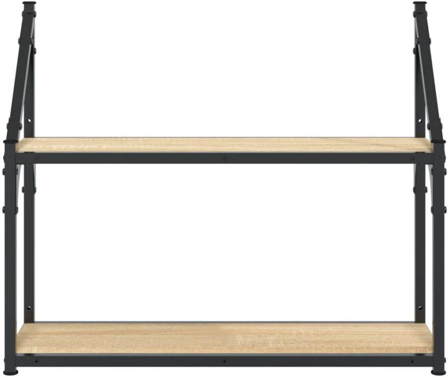 VIDAXL Wandrek 2-laags 60x21x51 cm bewerkt hout sonoma eikenkleurig - Foto 2