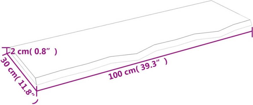 VIDAXL Wandschap 100x30x2 cm behandeld massief eikenhout lichtbruin - Foto 3