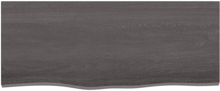 VIDAXL Wandschap 100x40x2 cm behandeld massief eikenhout donkerbruin - Foto 2