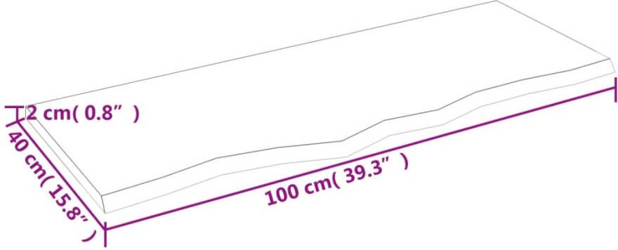VIDAXL Wandschap 100x40x2 cm behandeld massief eikenhout lichtbruin - Foto 3