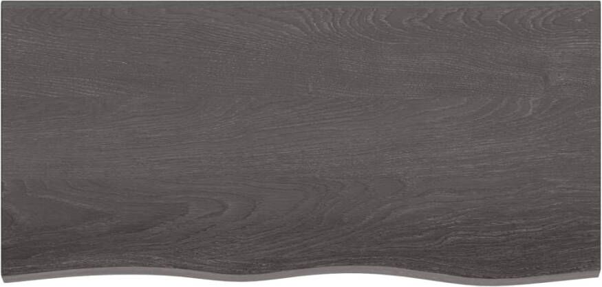 VIDAXL Wandschap 100x50x2 cm behandeld massief eikenhout donkerbruin - Foto 2