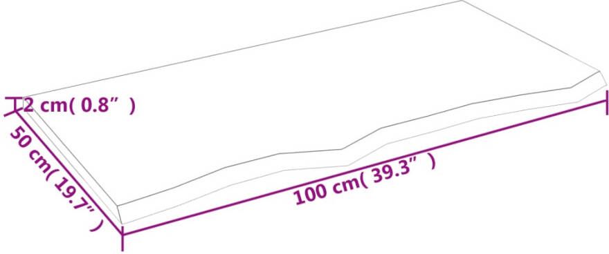 VIDAXL Wandschap 100x50x2 cm behandeld massief eikenhout lichtbruin - Foto 3