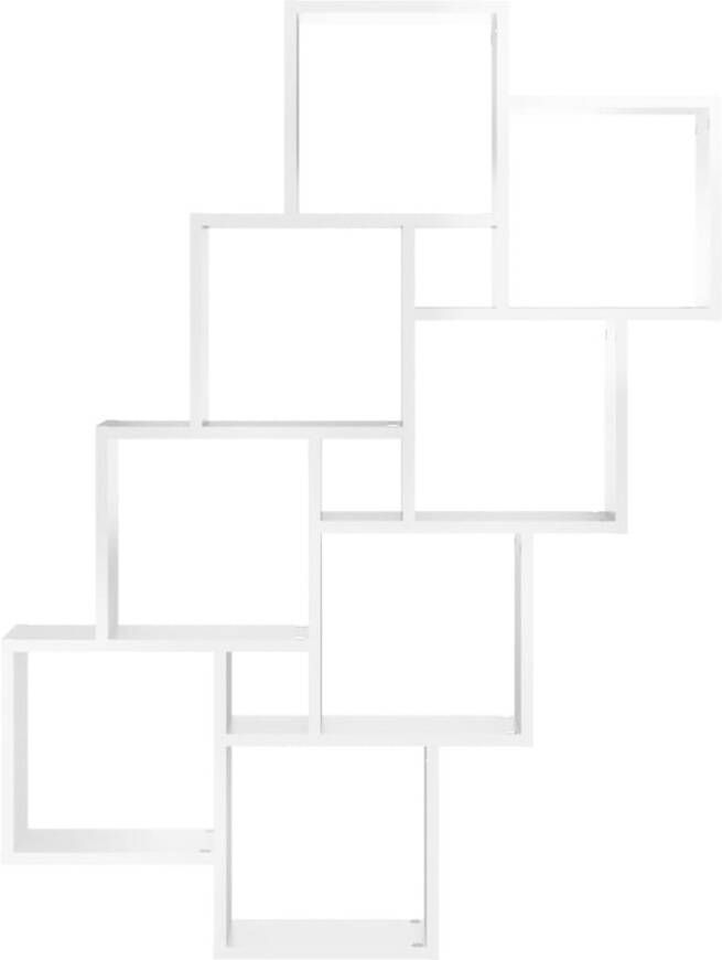 VIDAXL Wandschap kubus 90x15x119 cm spaanplaat hoogglans wit