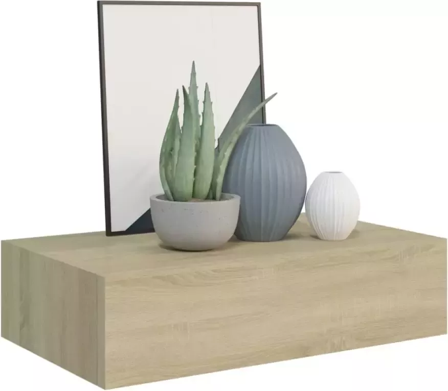 VIDAXL Wandschap met lade 40x23 5x10 cm MDF eikenkleurig