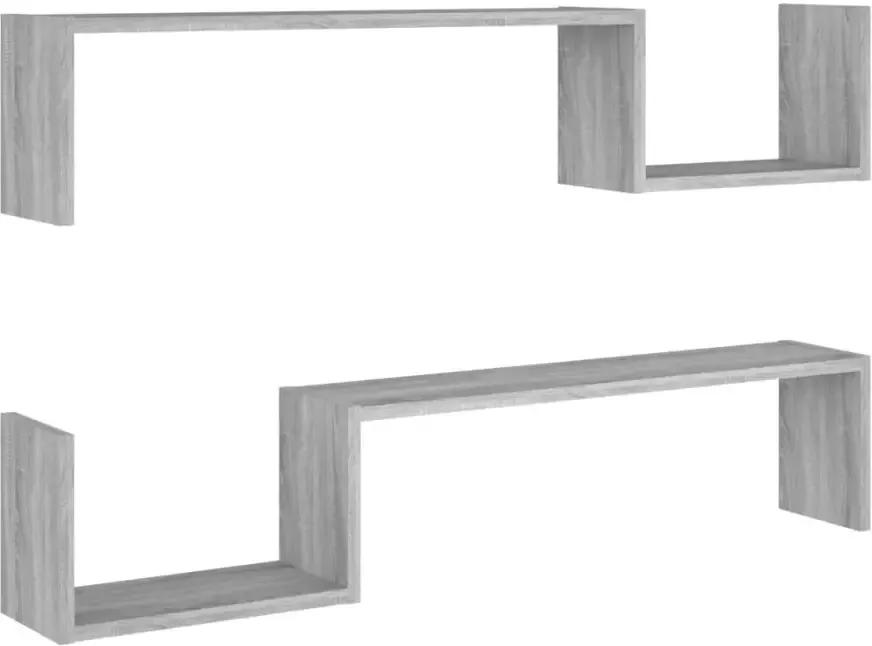 VidaXL Wandschappen 2 st 100x15x20 cm bewerkt hout grijs sonoma eiken - Foto 3