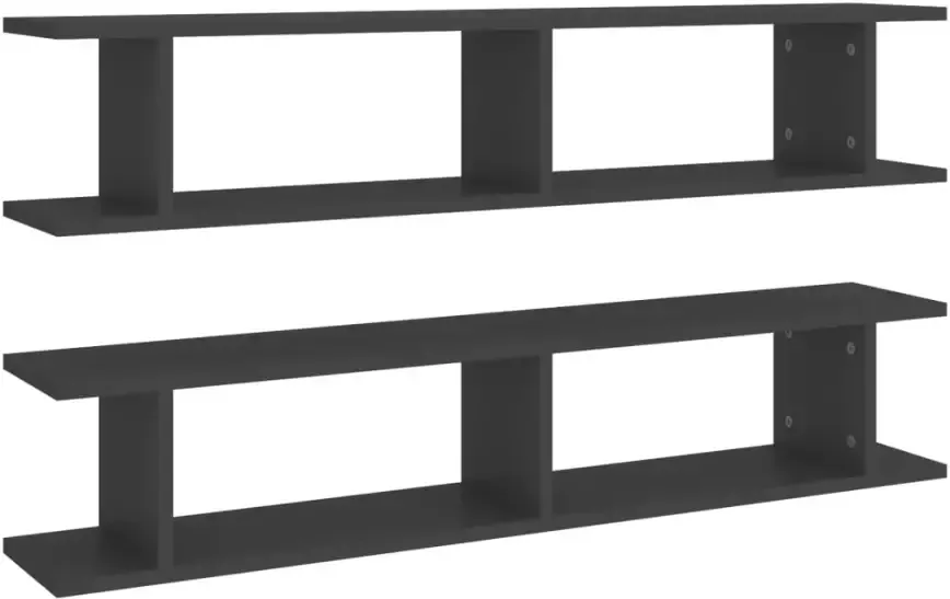 VIDAXL Wandschappen 2 st 105x18x20 cm bewerkt hout grijs