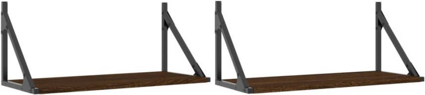 VIDAXL Wandschappen 2 st 60x25x25 5 cm bewerkt hout bruin eikenkleur - Foto 2