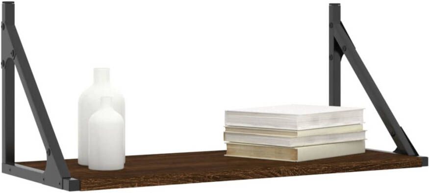 VIDAXL Wandschappen 2 st 60x25x25 5 cm bewerkt hout bruin eikenkleur