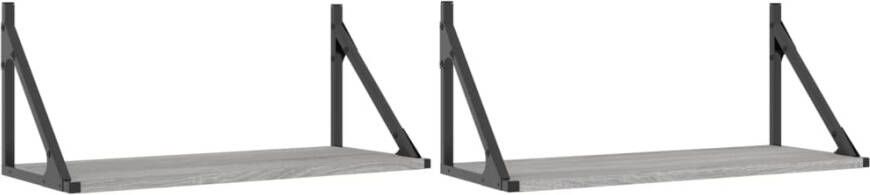 VIDAXL Wandschappen 2 st 60x25x25 5 cm bewerkt hout grijs sonoma eiken - Foto 2