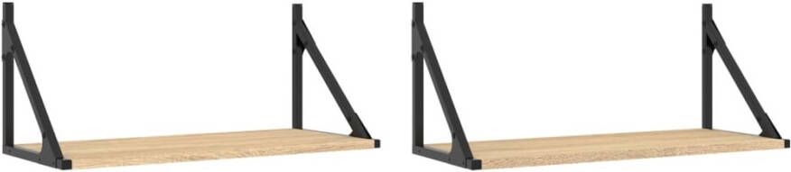 VIDAXL Wandschappen 2 st 60x25x25 5 cm bewerkt hout sonoma eikenkleur - Foto 2