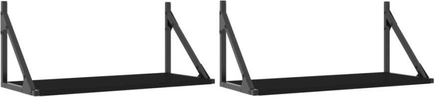 VIDAXL Wandschappen 2 st 60x25x25 5 cm bewerkt hout zwart - Foto 2