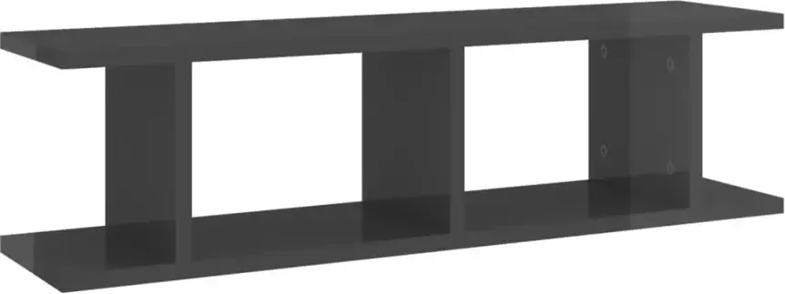 VIDAXL Wandschappen 2 st 75x18x20 cm bewerkt hout hoogglans grijs - Foto 3