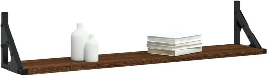 VIDAXL Wandschappen 2 st 80x15x15 5 cm bewerkt hout bruin eikenkleur