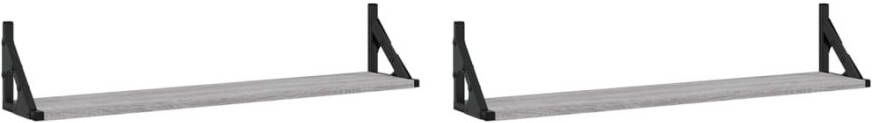 VIDAXL Wandschappen 2 st 80x15x15 5 cm bewerkt hout grijs sonoma eiken - Foto 2