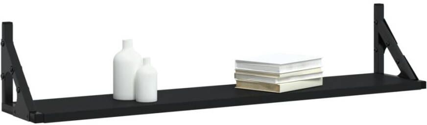 VIDAXL Wandschappen 2 st 80x15x15 5 cm bewerkt hout zwart