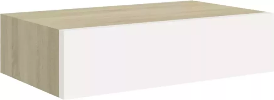 VIDAXL Wandschappen 2 st met lade 40x23 5x10 cm MDF eikenkleur en wit - Foto 3