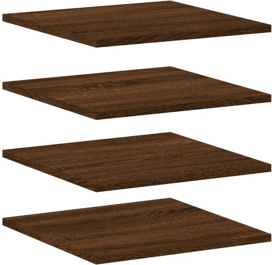 VIDAXL Wandschappen 4 st 40x40x1 5 cm bewerkt hout bruin eikenkleur