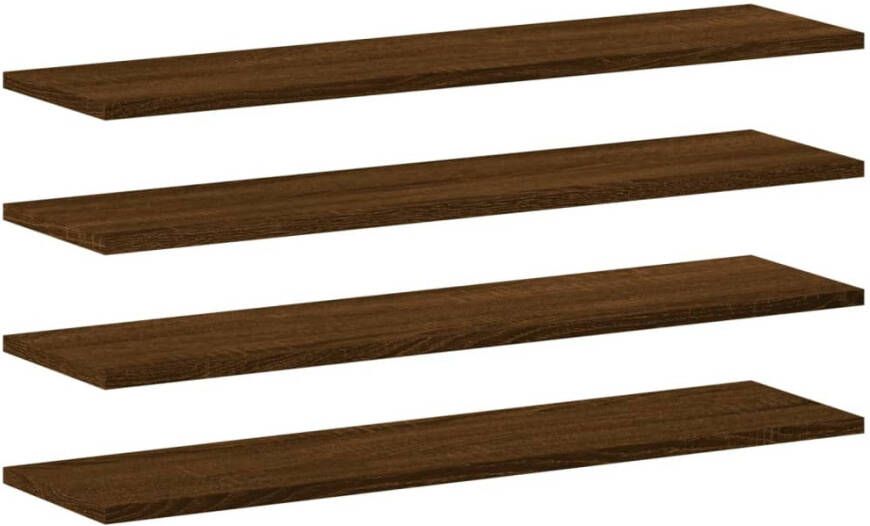 VIDAXL Wandschappen 4 st 80x20x1 5 cm bewerkt hout bruin eikenkleur