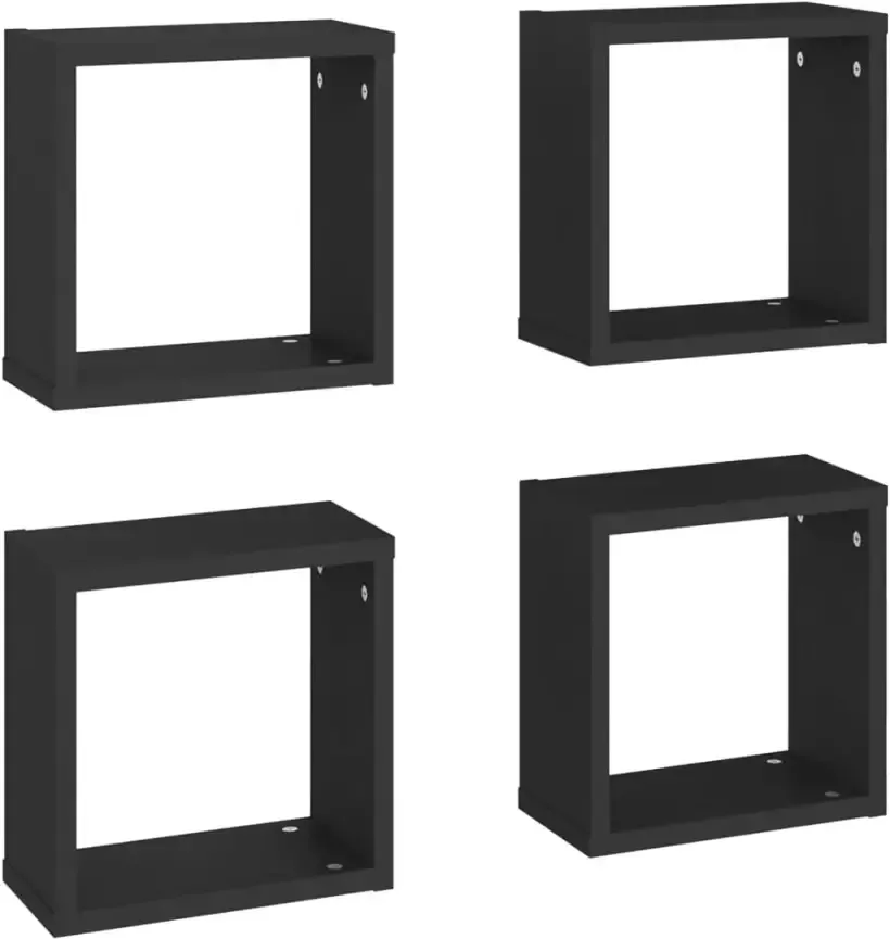 VIDAXL Wandschappen kubus 4 st 30x15x30 cm zwart - Foto 3
