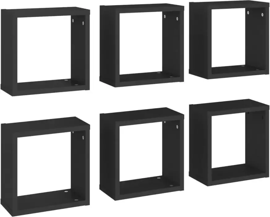 VIDAXL Wandschappen kubus 6 st 30x15x30 cm zwart - Foto 3