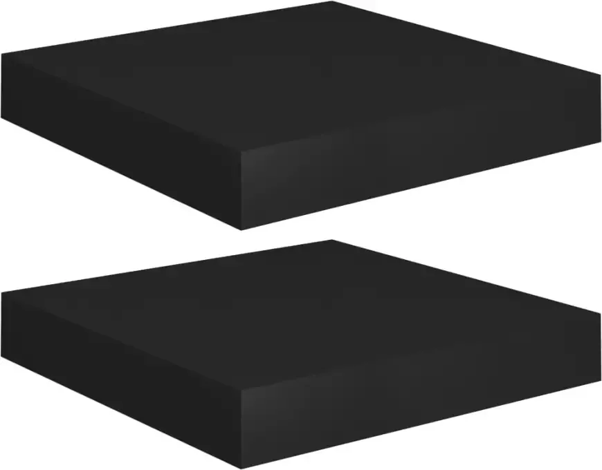 VIDAXL Wandschappen zwevend 2 st 23x23 5x3 8 cm MDF zwart