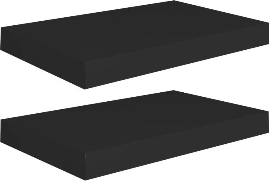 VIDAXL Wandschappen zwevend 2 st 40x23x3 8 cm MDF zwart