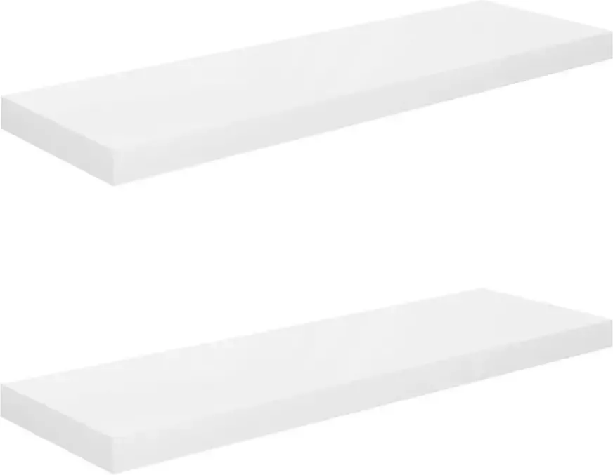 VidaXL Wandschappen zwevend 2 st 80x23 5x3 8 cm MDF hoogglans wit