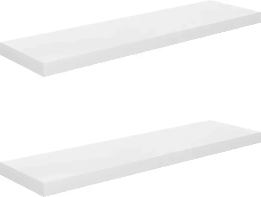 VIDAXL Wandschappen zwevend 2 st 90x23 5x3 8 cm MDF hoogglans wit