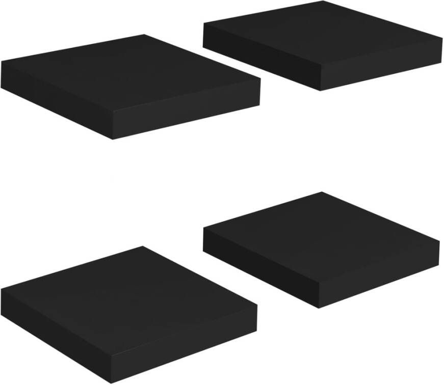 VIDAXL Wandschappen zwevend 4 st 23x23 5x3 8 cm MDF zwart - Foto 1
