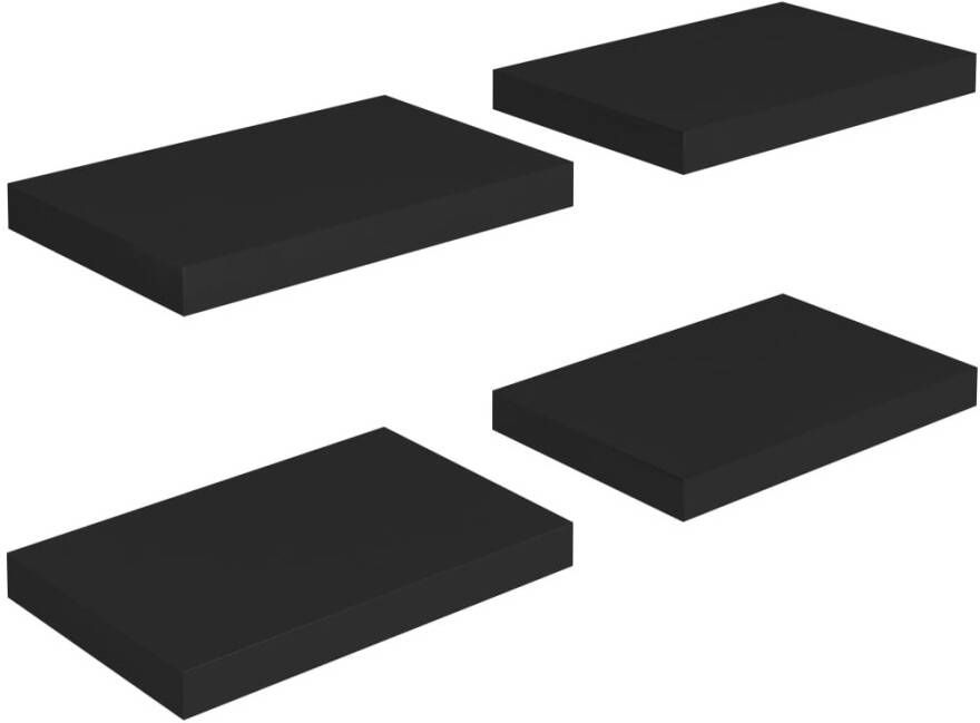VIDAXL Wandschappen zwevend 4 st 40x23x3 8 cm MDF zwart - Foto 1