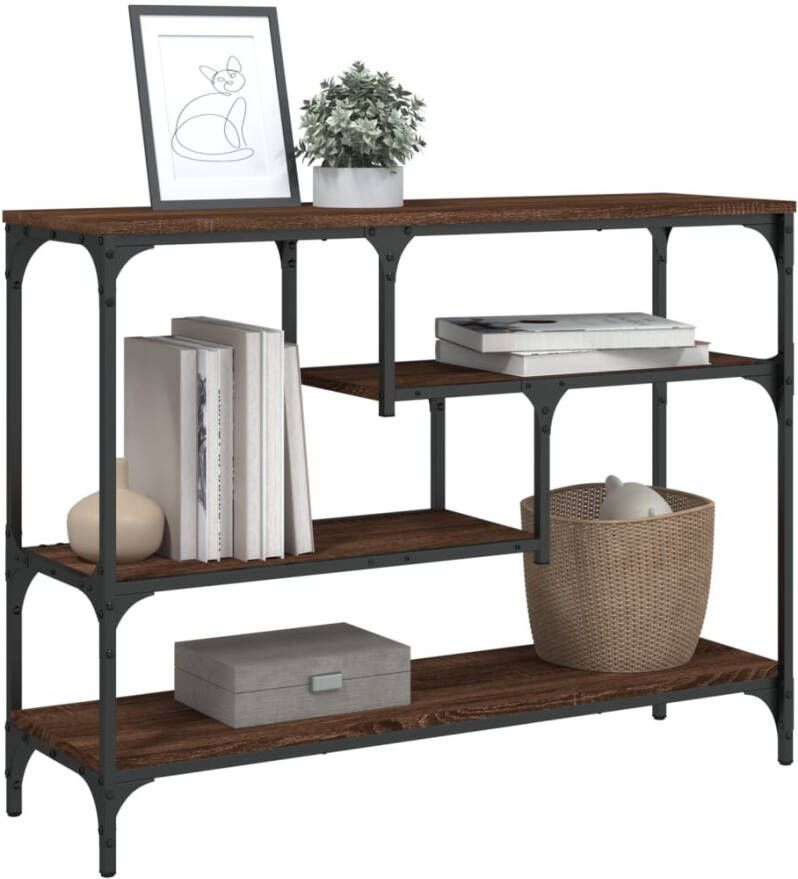 VidaXL -Wandtafel-100x30x75-cm-bewerkt-hout-bruineikenkleurig - Foto 2