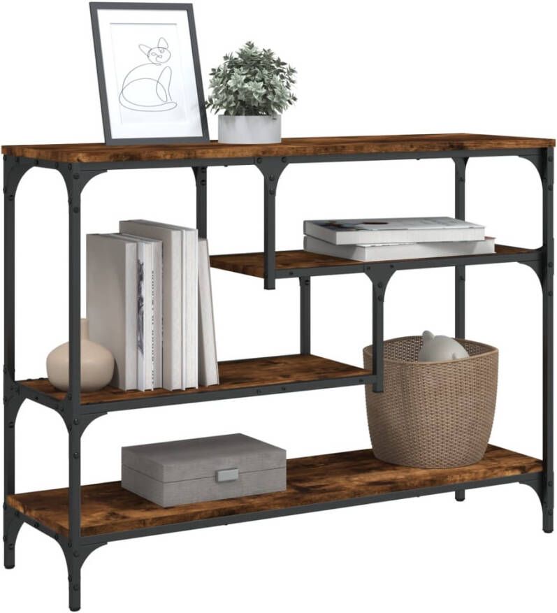 VidaXL -Wandtafel-100x30x75-cm-bewerkt-hout-gerookt-eikenkleurig - Foto 4