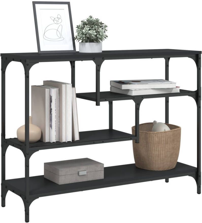 VidaXL -Wandtafel-100x30x75-cm-bewerkt-hout-zwart - Foto 2