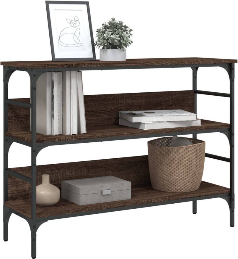 VidaXL -Wandtafel-100x32x75-cm-bewerkt-hout-bruin-eikenkleur - Foto 2