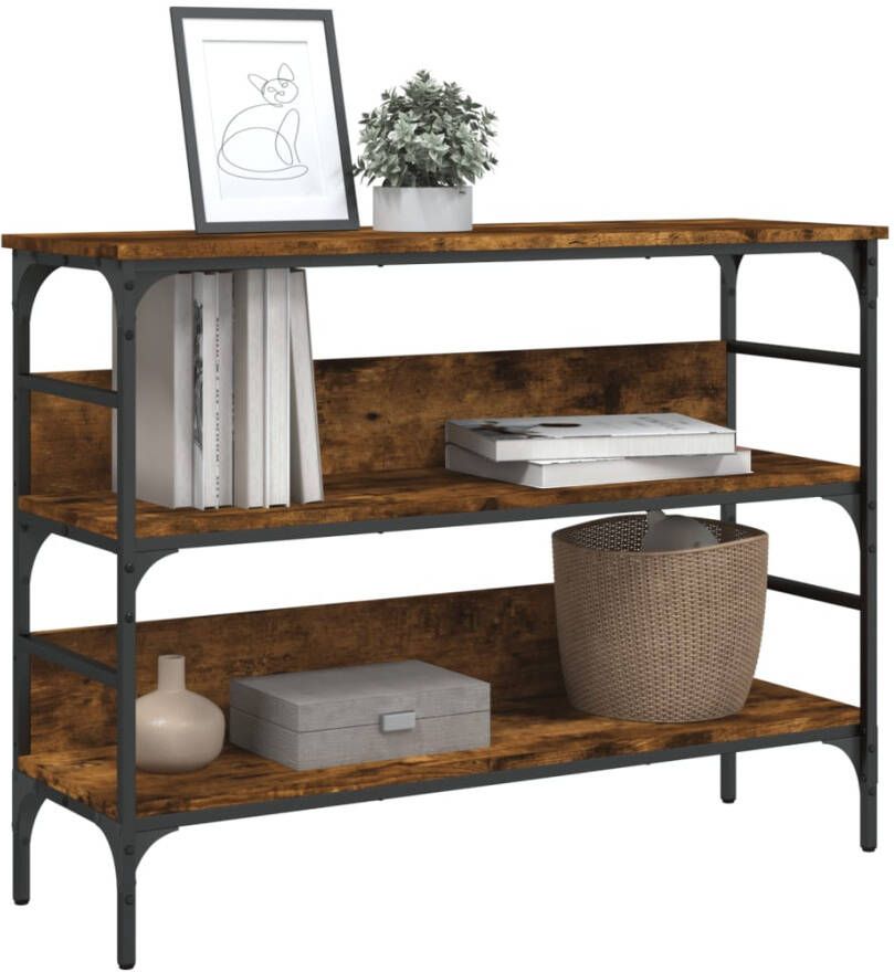 VidaXL -Wandtafel-100x32x75-cm-bewerkt-hout-gerookt-eikenkleurig - Foto 3